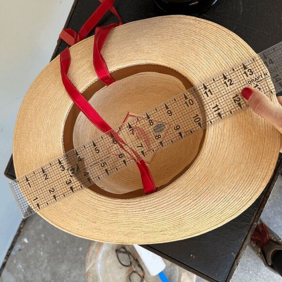 VTG Straw Boater Hat Red Ribbon 50s 60s Derby Garden Party Italian Made main image 10